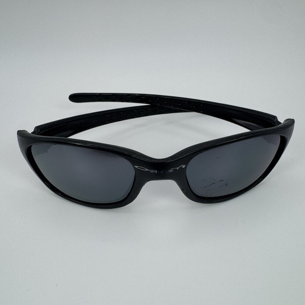 Vintage Oakley Sunglasses Black Wrap Made in USA Y2K Sport Dark Lens AS IS